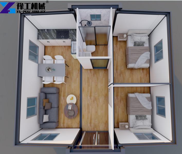 20ft 2 bedroom portable expandable container home layout