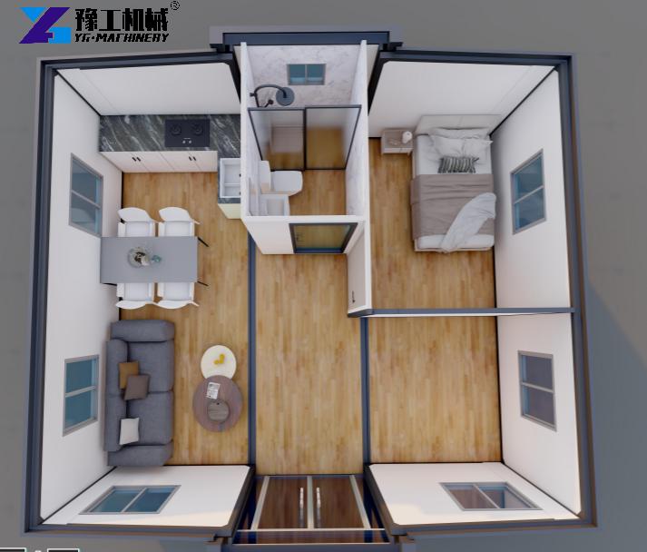 20ft 1 bedroom portable expandable home floor plan