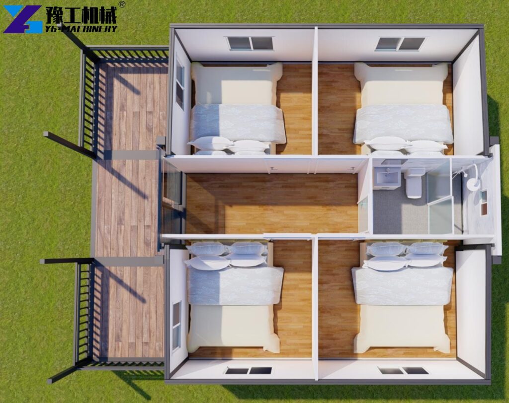 20ft 4 bedroom portable expandable home with deck